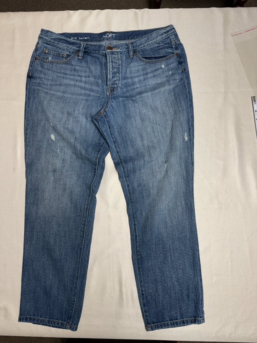LOFT women’s  Medium Blue Straight Leg Jeans with Subtle Distressing